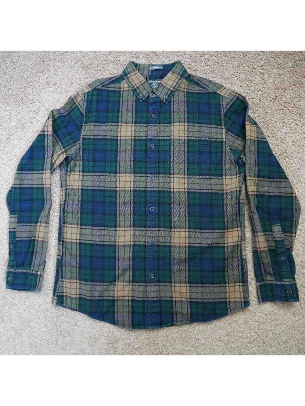 Eddie Bauer Flannel Button Up Shirt Mens M Plaid Classic Fit Long Sleeve Cotton
